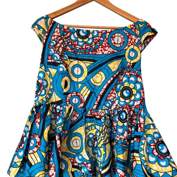 Binta Real Wax African Print Peplum Hi-Low Top | Size 2XL | New - Picture 4 of 9